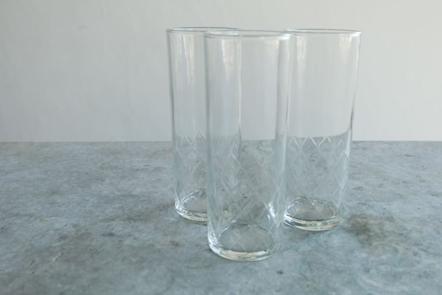 ICCAの日本のアンティークのレトロな切子ガラスのロンググラス